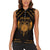 Personalized Viking Dragon Women Sleeveless Polo Shirt with Sword Gold Scandinavian Tattoo