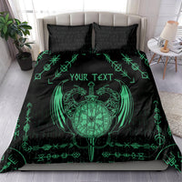 Black and green Viking dragon bedding set with pillow set, sword, and “Your Text”