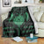 Personalized Viking Dragon Blanket with Sword Green Scandinavian Tattoo