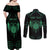 Personalized Viking Dragon Couples Matching Off Shoulder Maxi Dress and Long Sleeve Button Shirt with Sword Green Scandinavian Tattoo LT9 - Wonder Print Shop