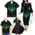 Personalized Viking Dragon Family Matching Off The Shoulder Long Sleeve Dress and Hawaiian Shirt with Sword Green Scandinavian Tattoo - Wonder Print Shop