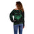 Personalized Viking Dragon Off Shoulder Sweater with Sword Green Scandinavian Tattoo - Wonder Print Shop