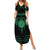 Personalized Viking Dragon Summer Maxi Dress with Sword Green Scandinavian Tattoo