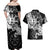 Vikings Raven and Wolf Couples Matching Off Shoulder Maxi Dress and Hawaiian Shirt with Aegishjalmur Unique LT9 - Wonder Print Shop