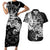 Vikings Raven and Wolf Couples Matching Short Sleeve Bodycon Dress and Hawaiian Shirt with Aegishjalmur Unique LT9 - Wonder Print Shop