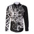 Vikings Raven and Wolf Long Sleeve Button Shirt with Aegishjalmur Unique - Wonder Print Shop