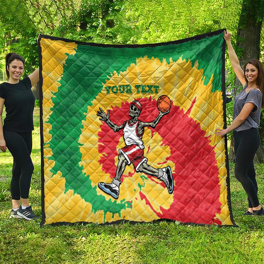 Lithuania Basketball Skeleton Personalized Quilt Skullman Lithuania Tie Dye