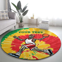 Lithuania Basketball Skeleton Personalized Round Carpet Skullman Lithuania Tie Dye