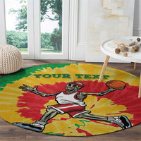 Lithuania Basketball Skeleton Personalized Round Carpet Skullman Lithuania Tie Dye