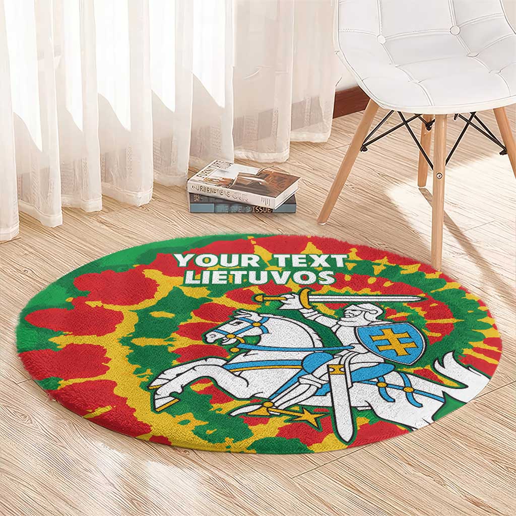 Lithuania Tie Dye Retro Basketball 1992 Personalized Round Carpet