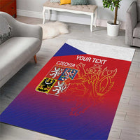 Custom Czech Republic area rug with lion crest on red-blue gradient and white top stripe