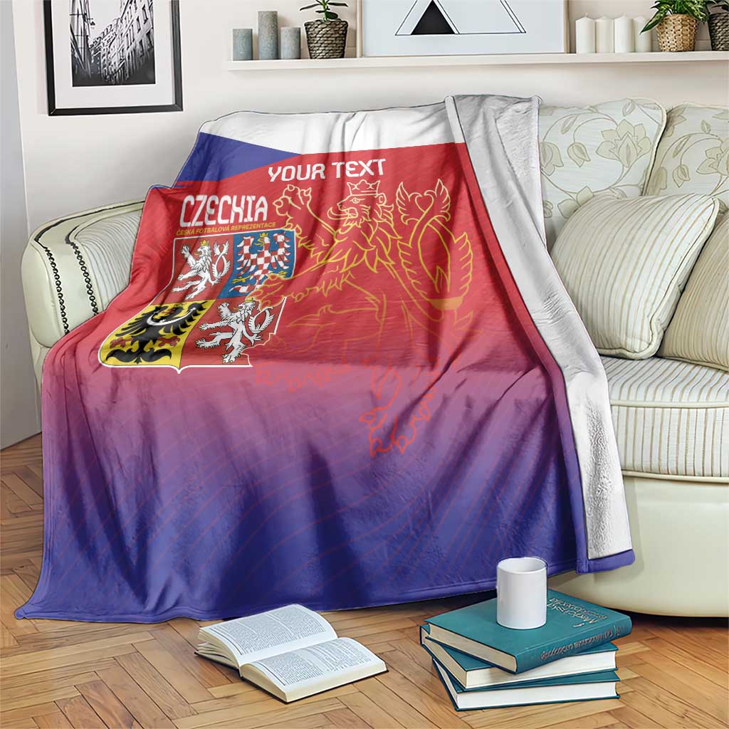Custom Czech Republic blanket with Czech flag and lion print, red blue and white.