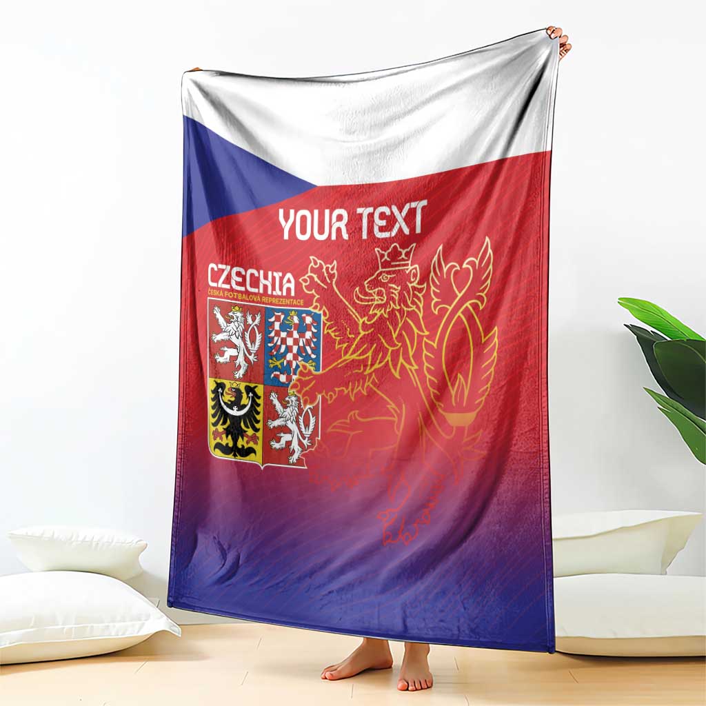 Custom Czech Republic throw blanket with Czech flag lion graphic and 'YOUR TEXT'.