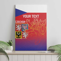 Canvas wall art with 'YOUR TEXT' over Czech shield and lion emblem on red-blue gradient