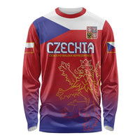 Red and blue long-sleeve shirt with Czech lion crest and flag side panels