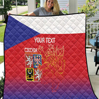 Custom Czech Republic quilt with blue-red-white flag design, lion crest, and “YOUR TEXT”