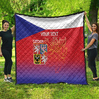 Custom Czech Republic quilt showing Czech flag colors, lion crest emblem, and “YOUR TEXT”