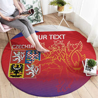 Red round carpet with purple border, Czech shield and gold lion beside 'YOUR TEXT'.