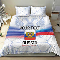 Russia-themed duvet cover with two pillowcases, blue white red flag pattern and eagle badge