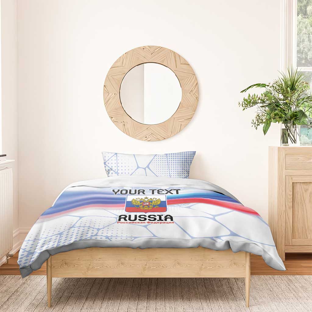 Russia-themed duvet cover and pillowcase set with eagle emblem and blue white red flag stripes