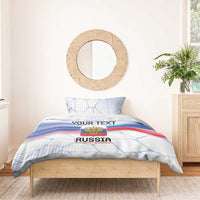 Russia-themed duvet cover and pillowcase set with eagle emblem and blue white red flag stripes