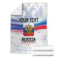 Personalized Russia blanket with “YOUR TEXT” and eagle crest, plus folded matching rolls