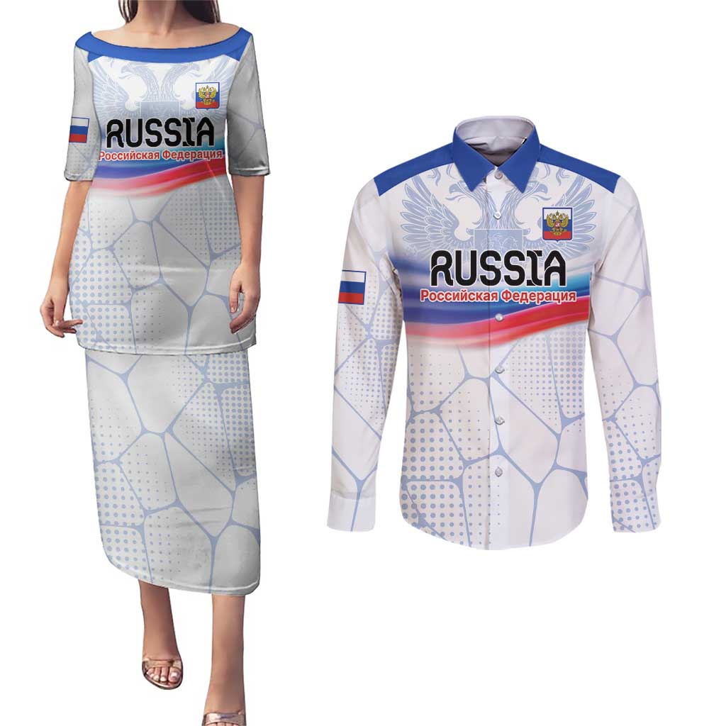 Personalized Russia Double-headed Eagle Couples Matching Puletasi and Long Sleeve Button Shirt Special Flag Style LT9 - Wonder Print Shop