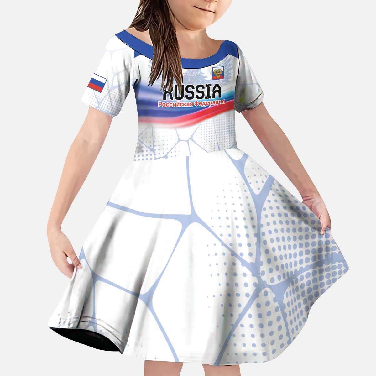 Personalized Russia Double-headed Eagle Kid Short Sleeve Dress Special Flag Style - Wonder Print Shop