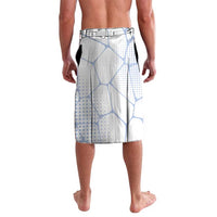 White and blue Russia flag-style sarong with geometric map pattern