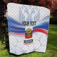Personalized Russia quilt with double-headed eagle emblem and customizable text panel