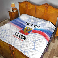 Personalized Russia quilt with eagle crest, tricolor flag design, 'YOUR TEXT'