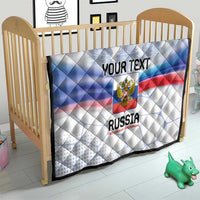 Personalized Russia quilt for baby bed, eagle crest with 'YOUR TEXT' and tricolor flag