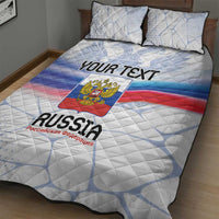 Russia flag-style quilt bed set with double-headed eagle emblem and two matching pillows