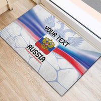 Personalized Russia double-headed eagle doormat with blue red wave flag and emblem center