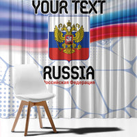 Russian double-headed eagle window curtain panel, blue red white flag design