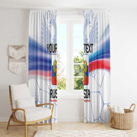 Russian double-headed eagle window curtains, two panels with blue red white flag print