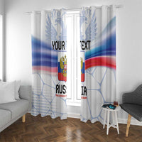 Russian double-headed eagle window curtains, two hanging panels in blue red white