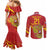 Custom Russia with Double-headed Eagle Couples Matching Mermaid Dress and Long Sleeve Button Shirt