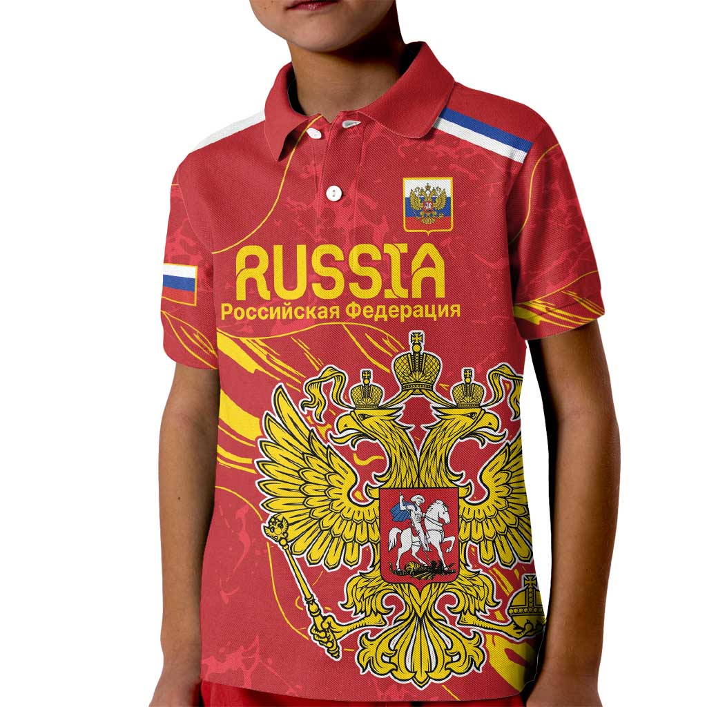 Custom Russia with Double-headed Eagle Kid Polo Shirt - Wonder Print Shop