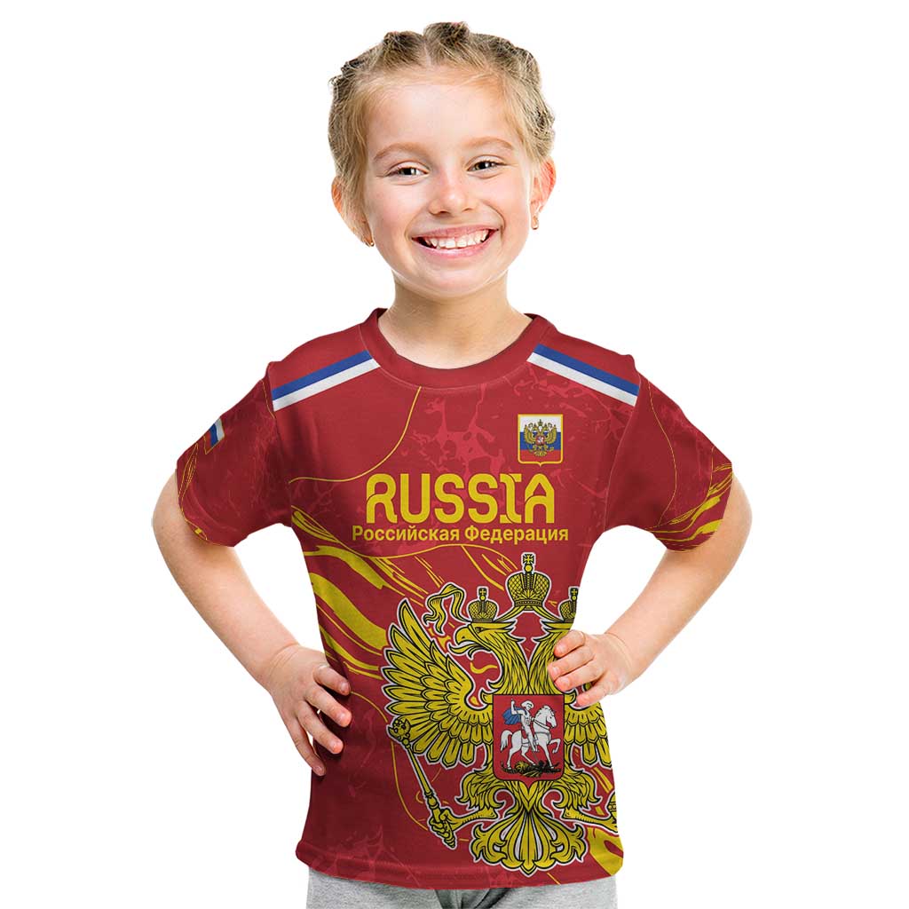 Custom Russia with Double-headed Eagle Kid T Shirt - Wonder Print Shop