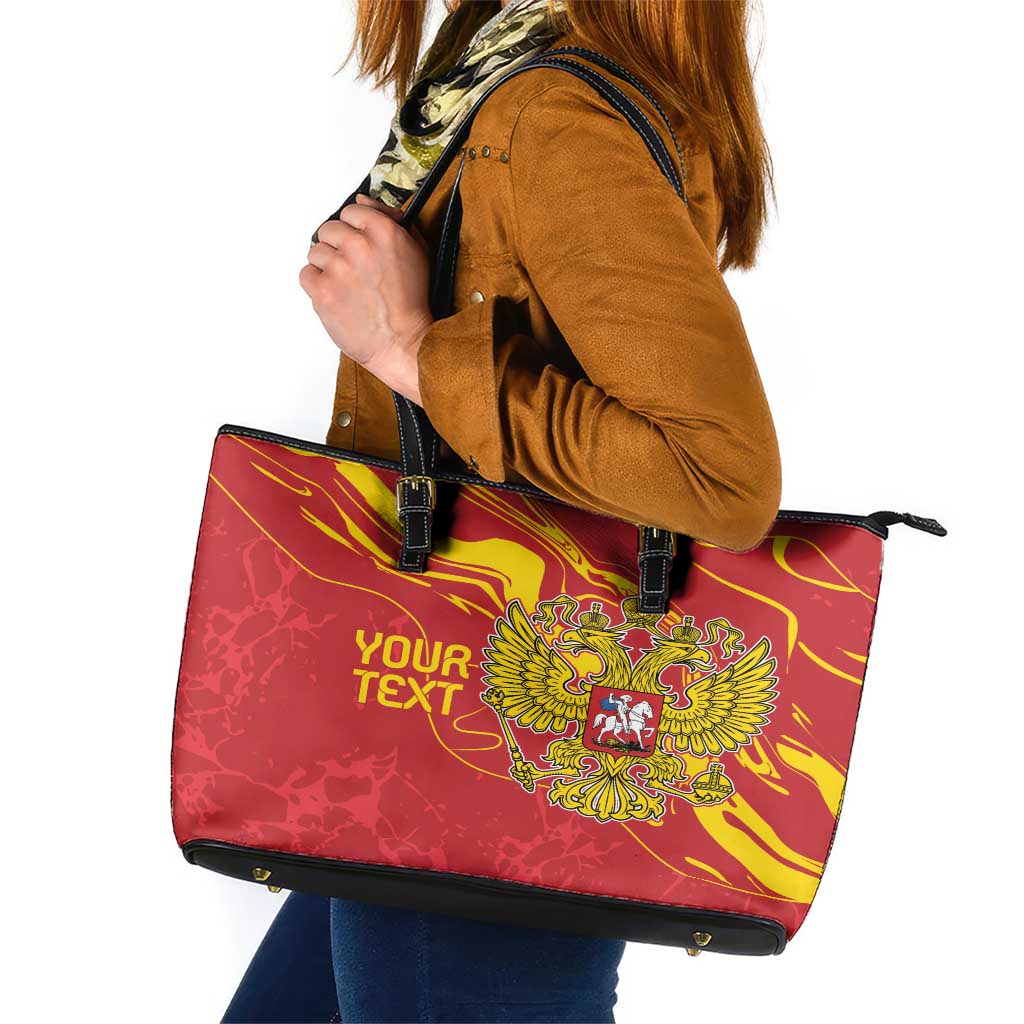 Custom Russia with Double-headed Eagle Leather Tote Bag - Wonder Print Shop