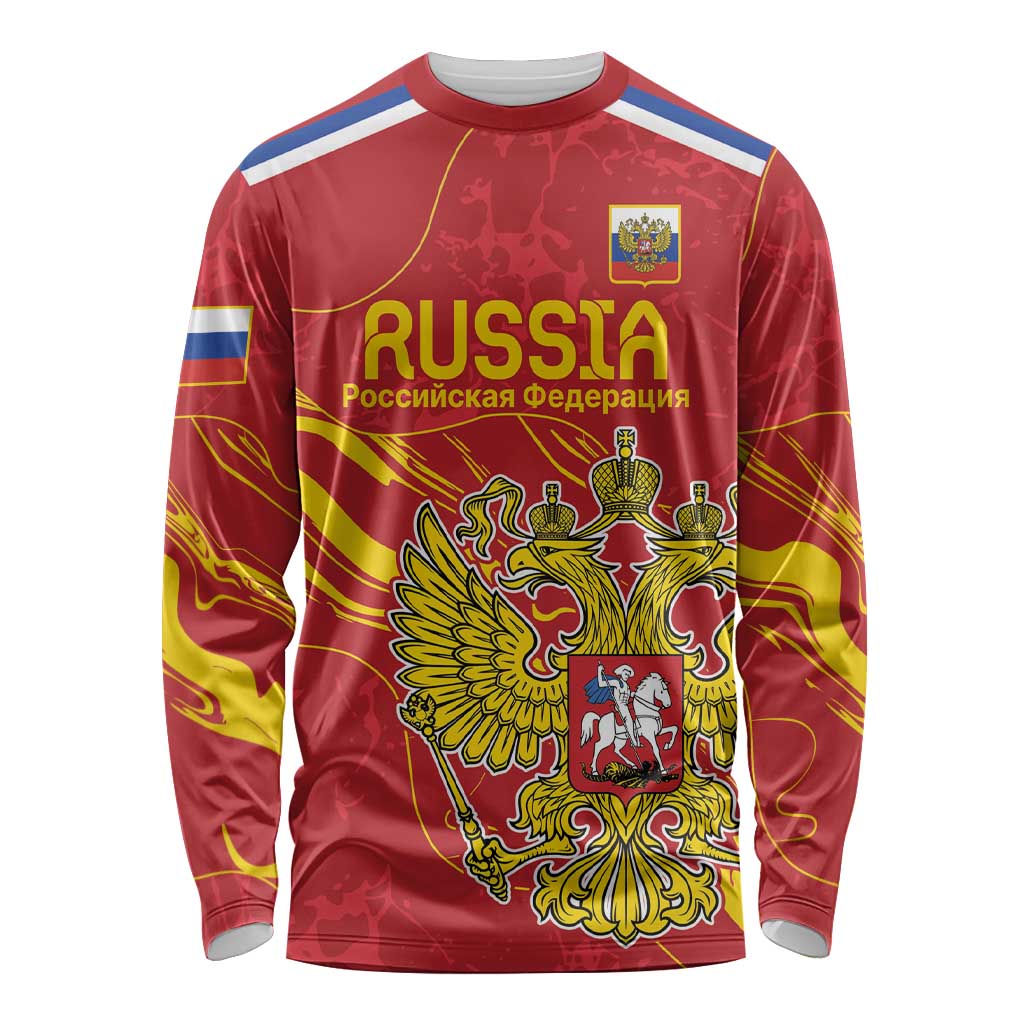 Custom Russia with Double-headed Eagle Long Sleeve Shirt - Wonder Print Shop