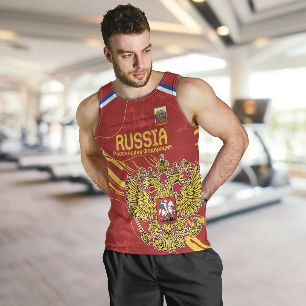 Custom Russia with Double-headed Eagle Men Tank Top - Wonder Print Shop