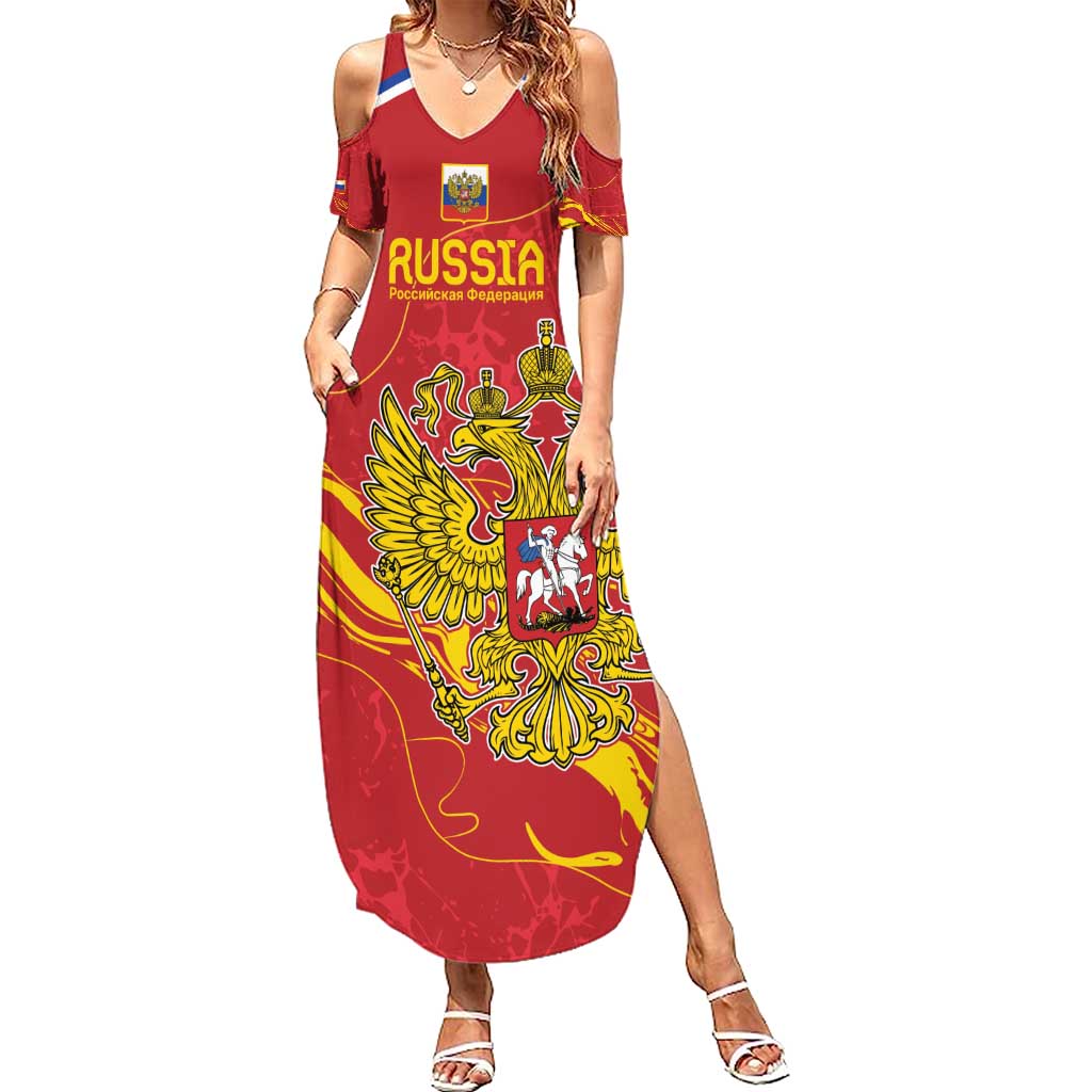 Custom Russia with Double-headed Eagle Summer Maxi Dress - Wonder Print Shop