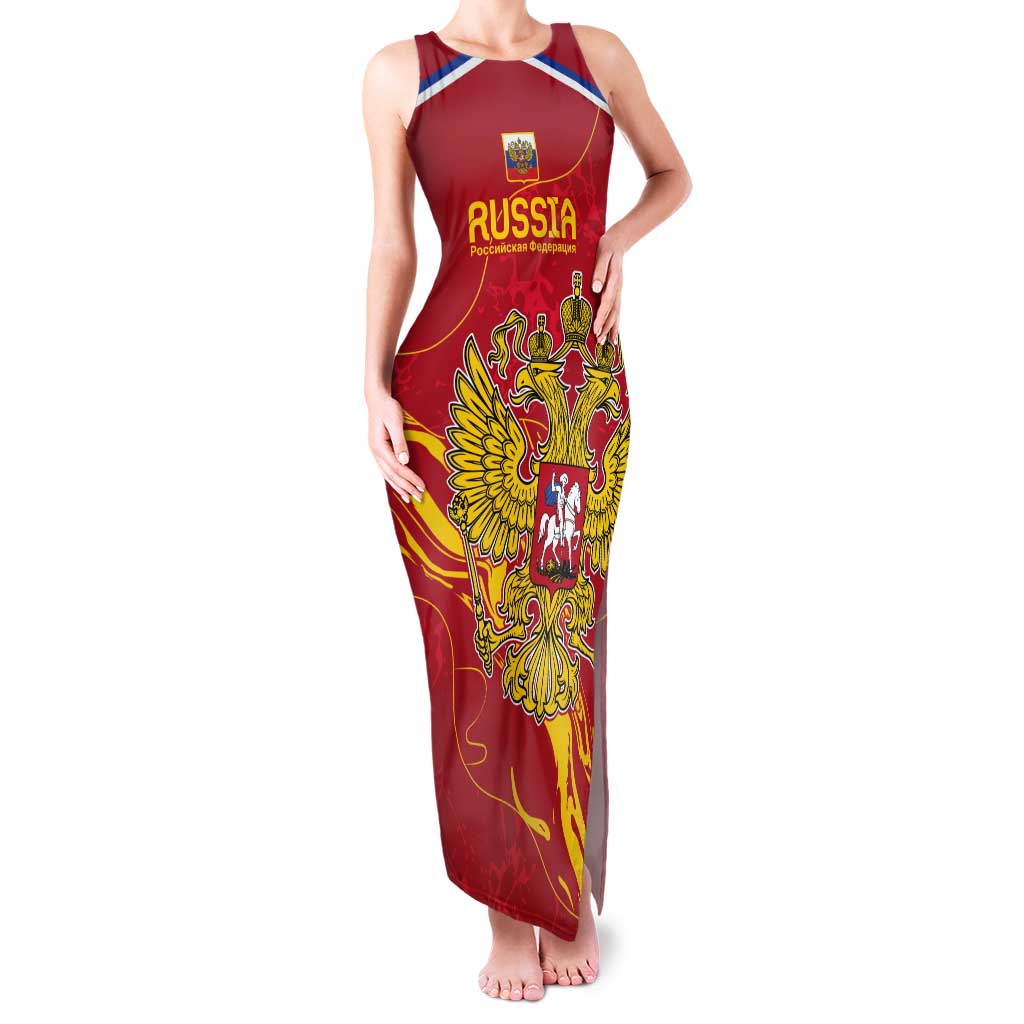 Custom Russia with Double-headed Eagle Tank Maxi Dress - Wonder Print Shop