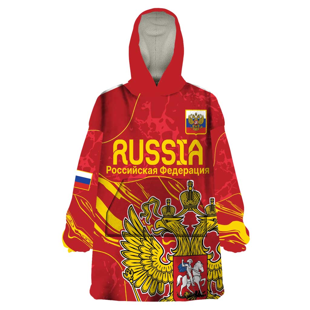 Custom Russia with Double-headed Eagle Wearable Blanket Hoodie - Wonder Print Shop