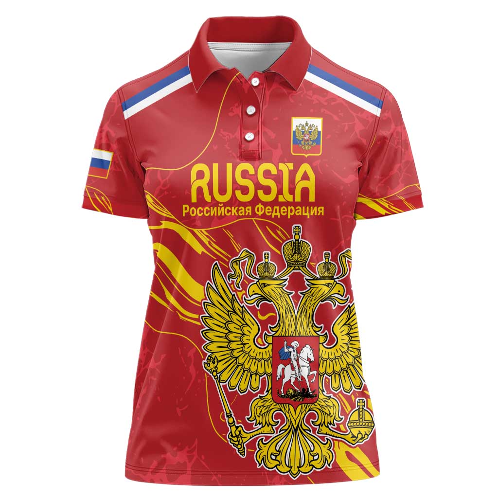 Custom Russia with Double-headed Eagle Women Polo Shirt - Wonder Print Shop