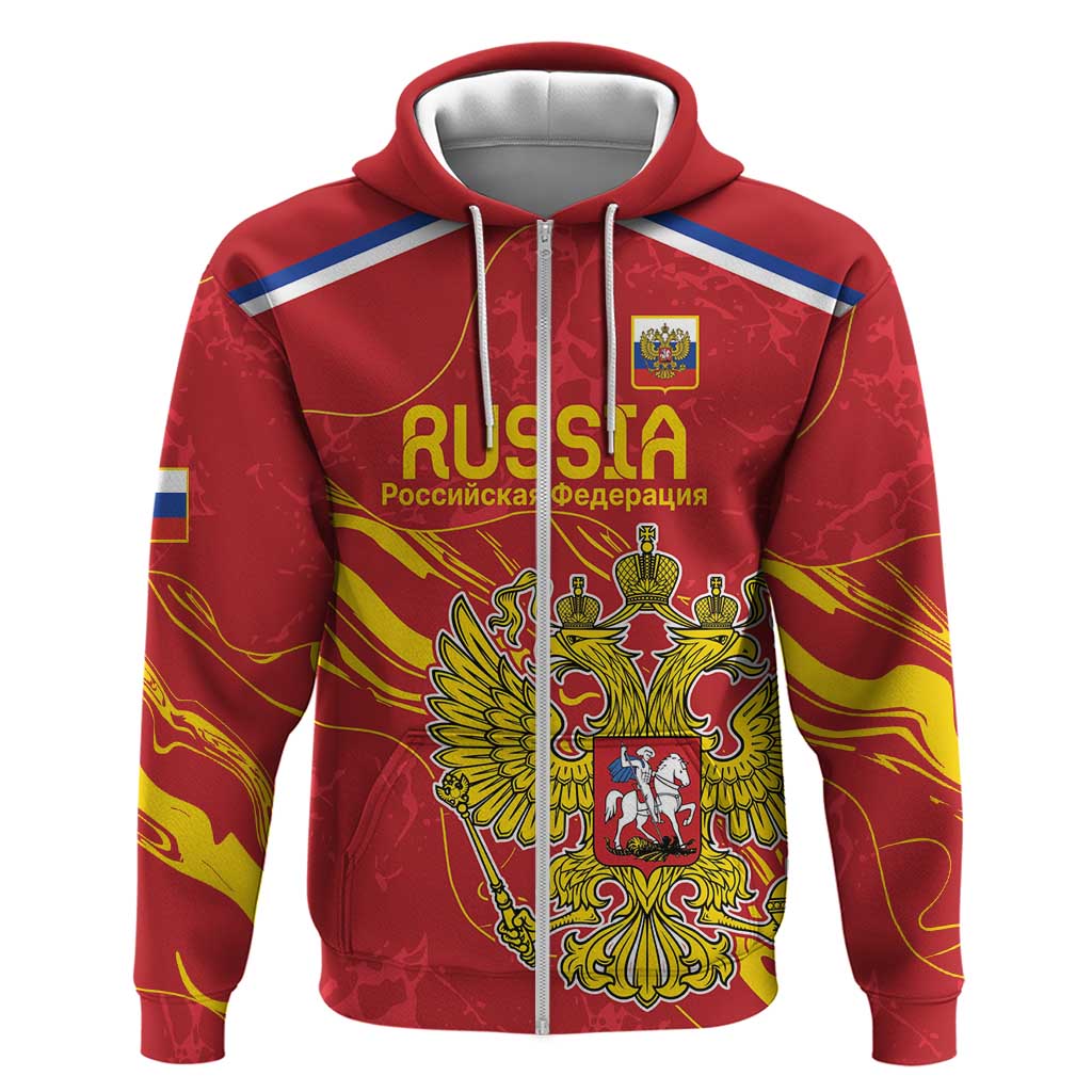 Custom Russia with Double-headed Eagle Zip Hoodie - Wonder Print Shop