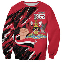 Red unisex sweatshirt with Independence Day graphic, 31 August 1962 and crest