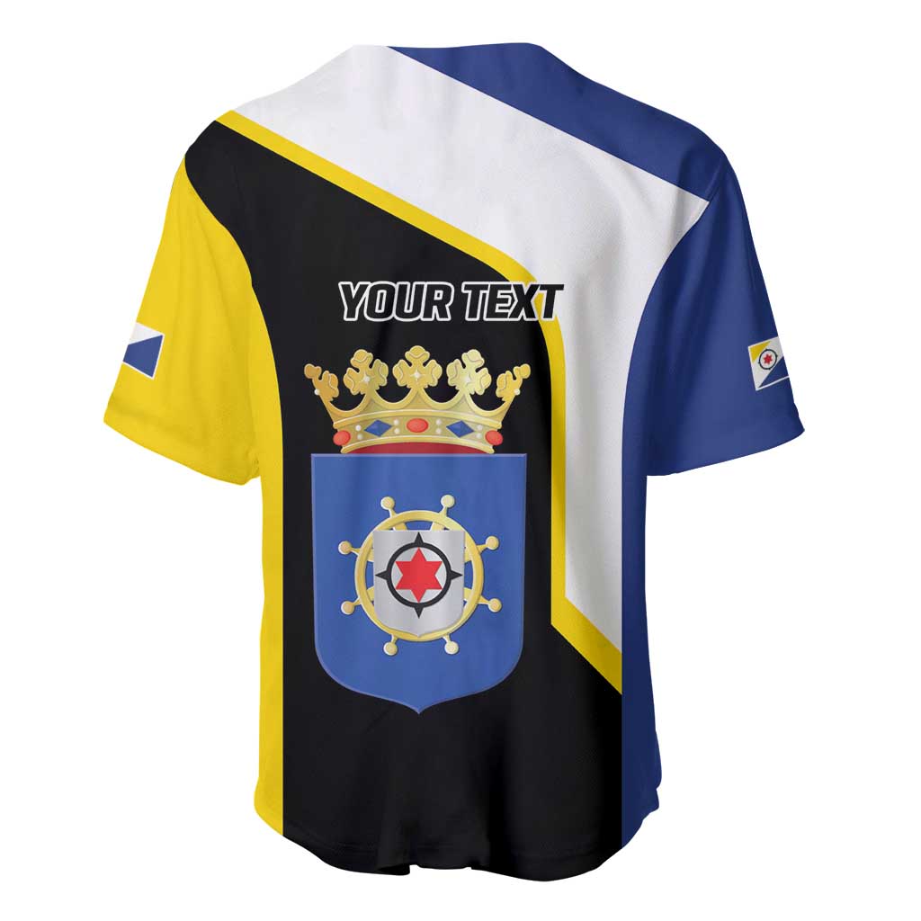 Caribbean Bonaire Personalized Baseball Jersey Simple Flag Style - Wonder Print Shop